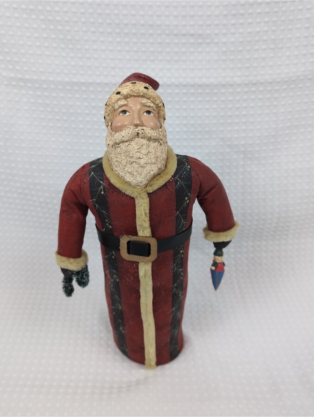 Dept 56 Primitive Santa Figure 12" Tall Weighted Painted Canvas Cloth Doorstop